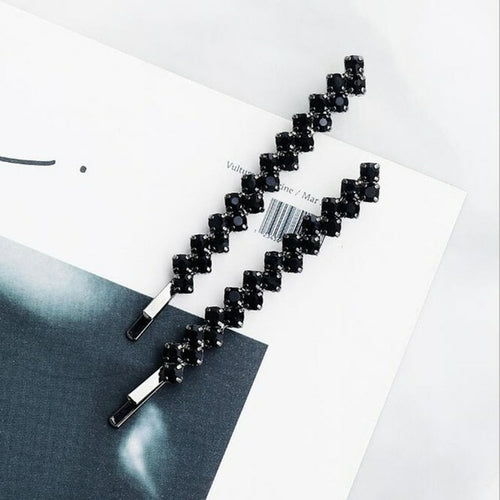 Polished Crystal Rhinestone Hair Pin Set 2pcs