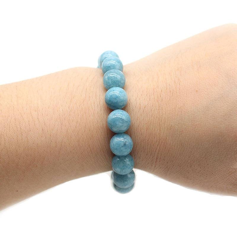 Natural Aquamarine Stone Beads Bracelets