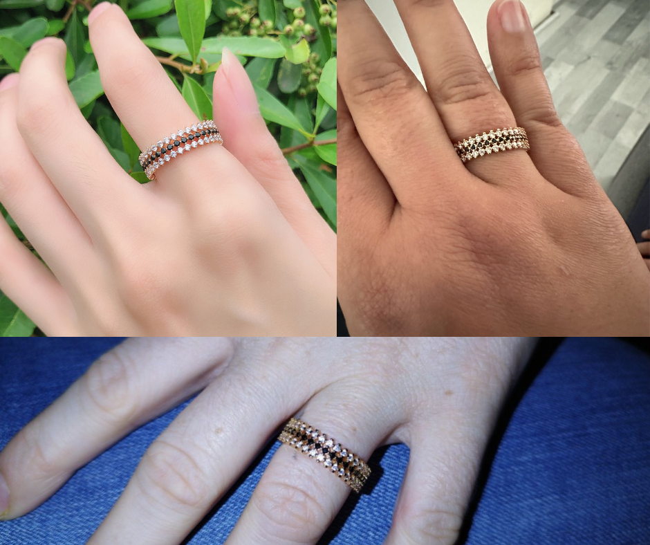 Rose Gold Natural Zircon Pave Cutout Rings