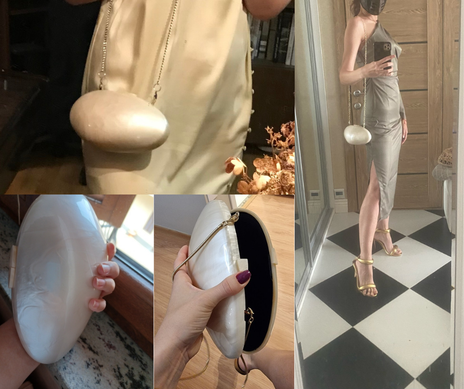 Pearlescent Clam Shell Shape Acrylic Evening Clutch