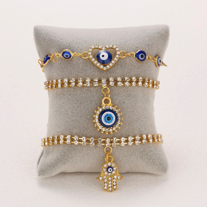 Pave Set Cubic Zircon Bracelets- Turkish Evil Eye