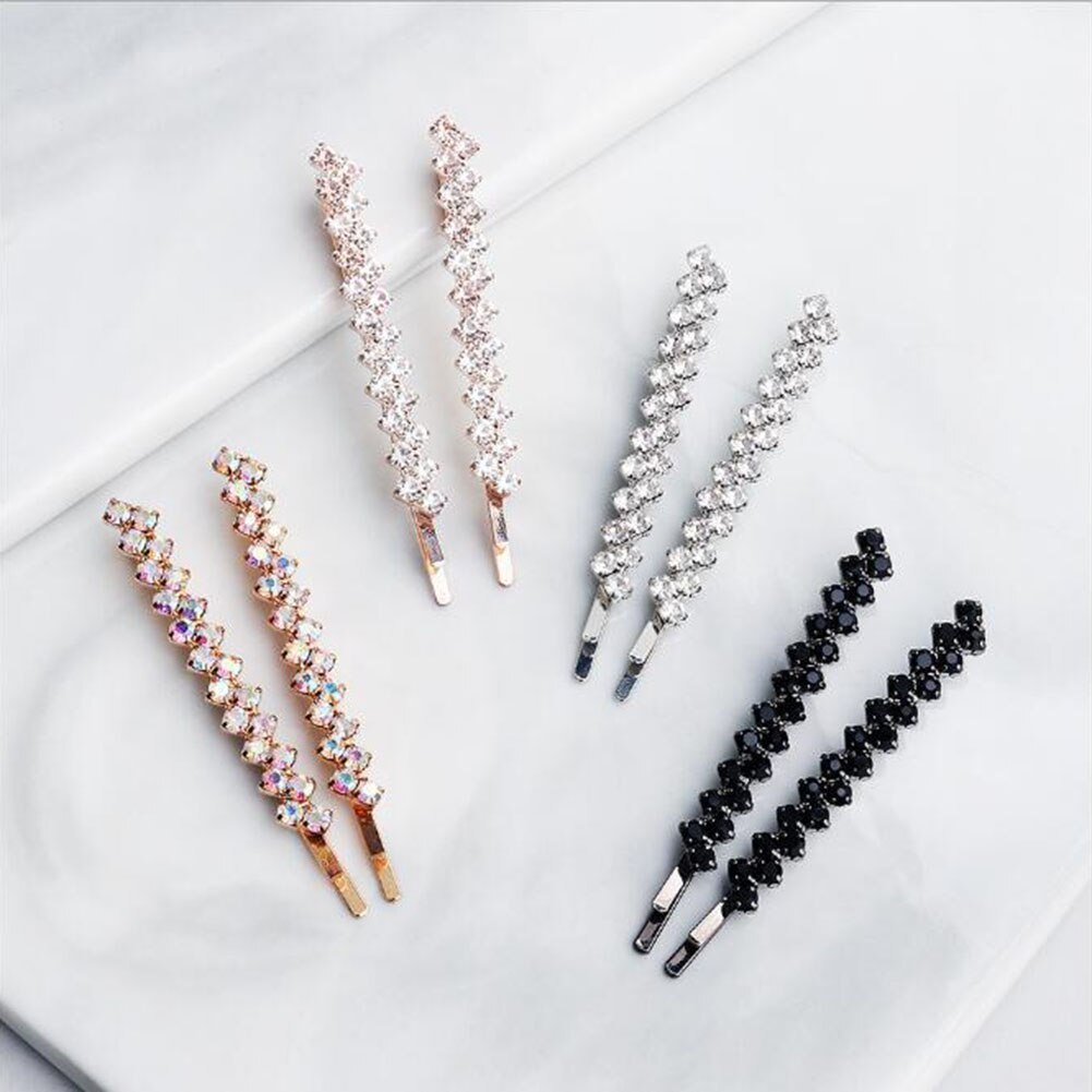 Polished Crystal Rhinestone Hair Pin Set 2pcs