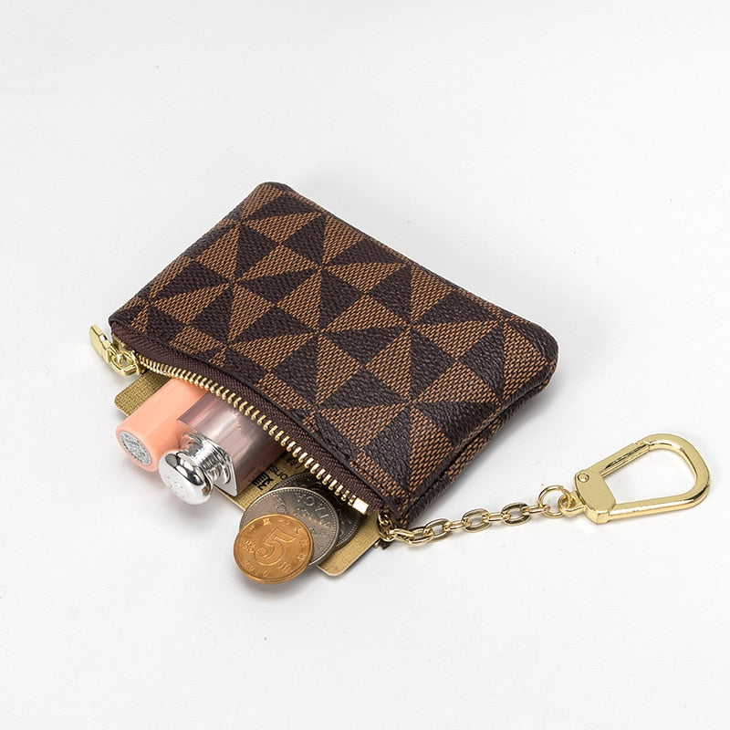 Palm Size Checkboard Coin Purse and Card Holder Wallet