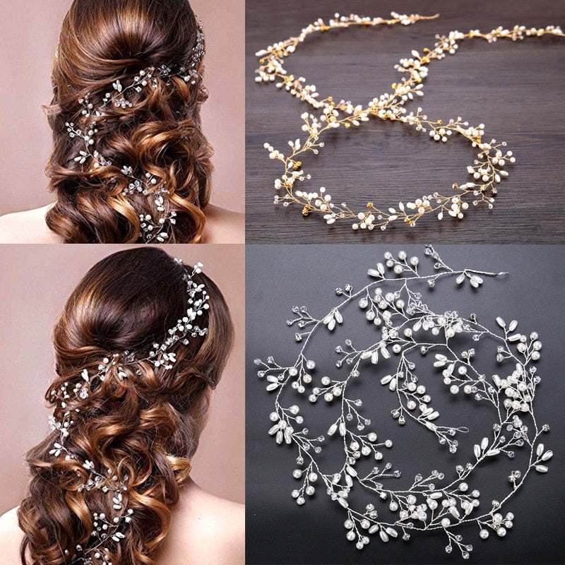 Pearl Crystal Hair Vine Accessories Bridesmaid Hairpins