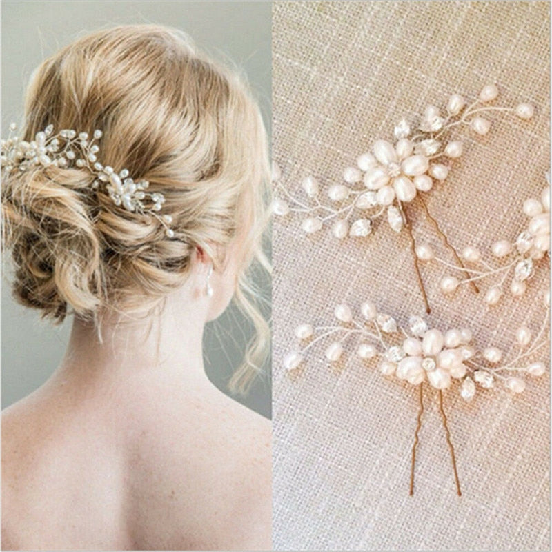 Pearl Crystal Hair Vine Accessories Bridesmaid Hairpins