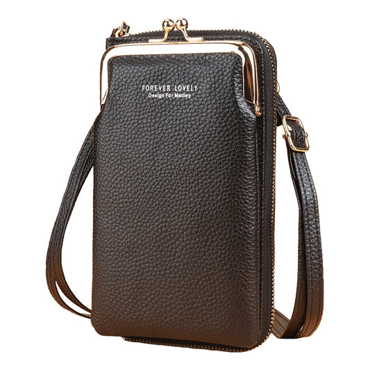 Vintage Kiss-lock Pebbled Grains Leather Shoulder Wallet Bag