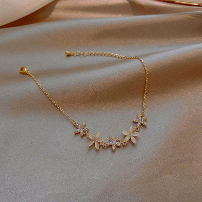 Elegant Rhinestone Zircon Flowers Bracelet for Women