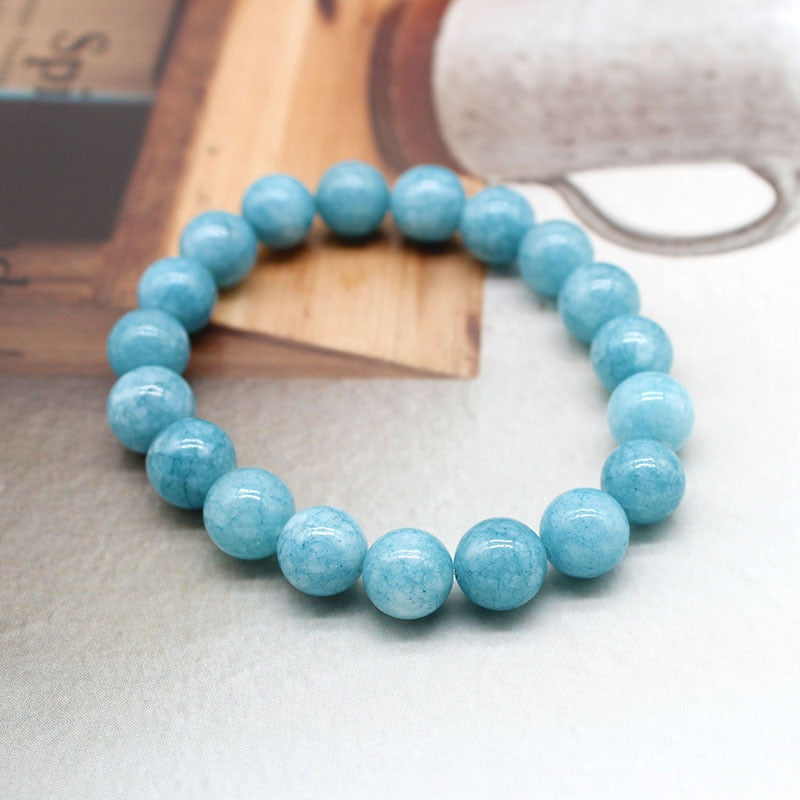 Natural Aquamarine Stone Beads Bracelets