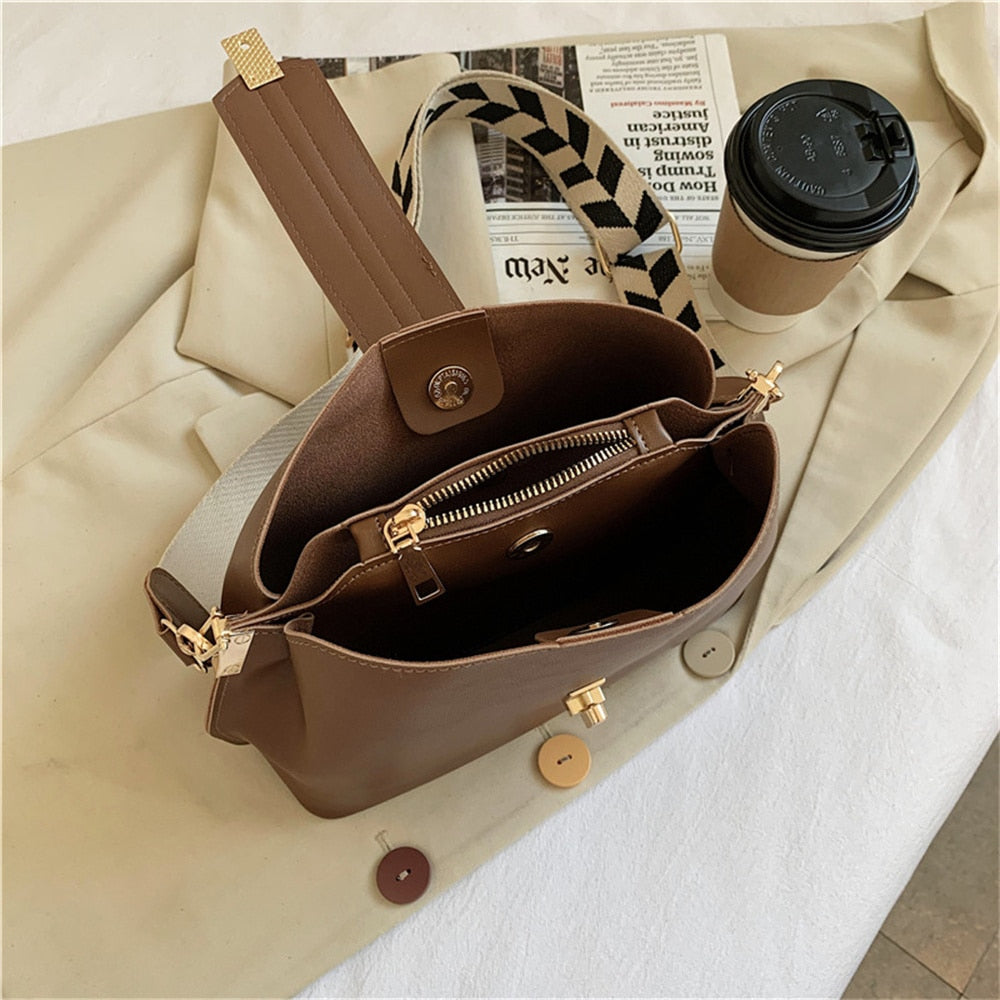 Double Compartment Bucket Bag