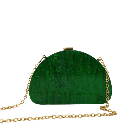 Emerald Green Half Moon Acrylic Evening Clutch