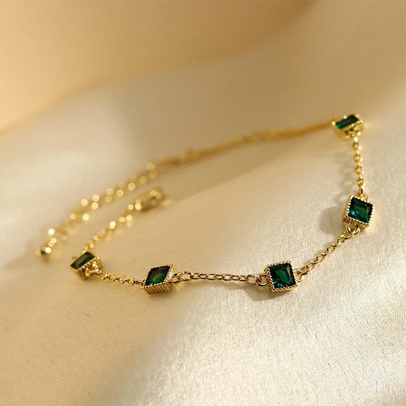 Green Crystal Sparkling Tennis Bracelet