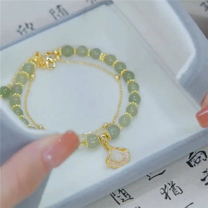 Oriental Jade Gemstones Bracelet with Multi Shape Pendant