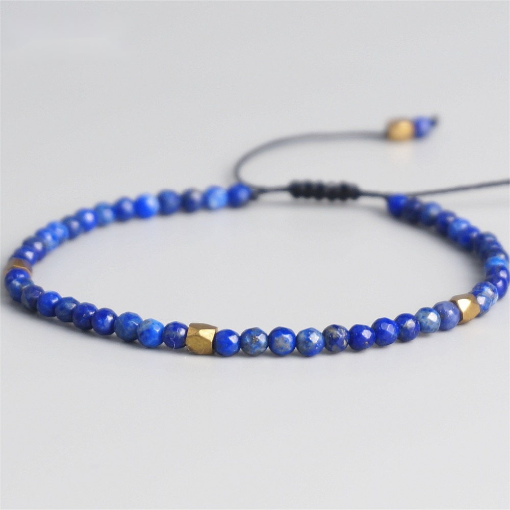 Natural Tibetan Lapis Stone String Beads Stretch Bracelet For Yoga Chakra