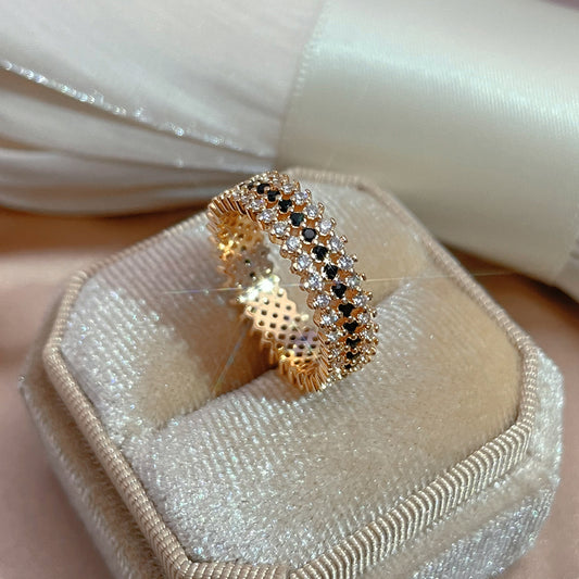 Rose Gold Natural Zircon Pave Cutout Rings