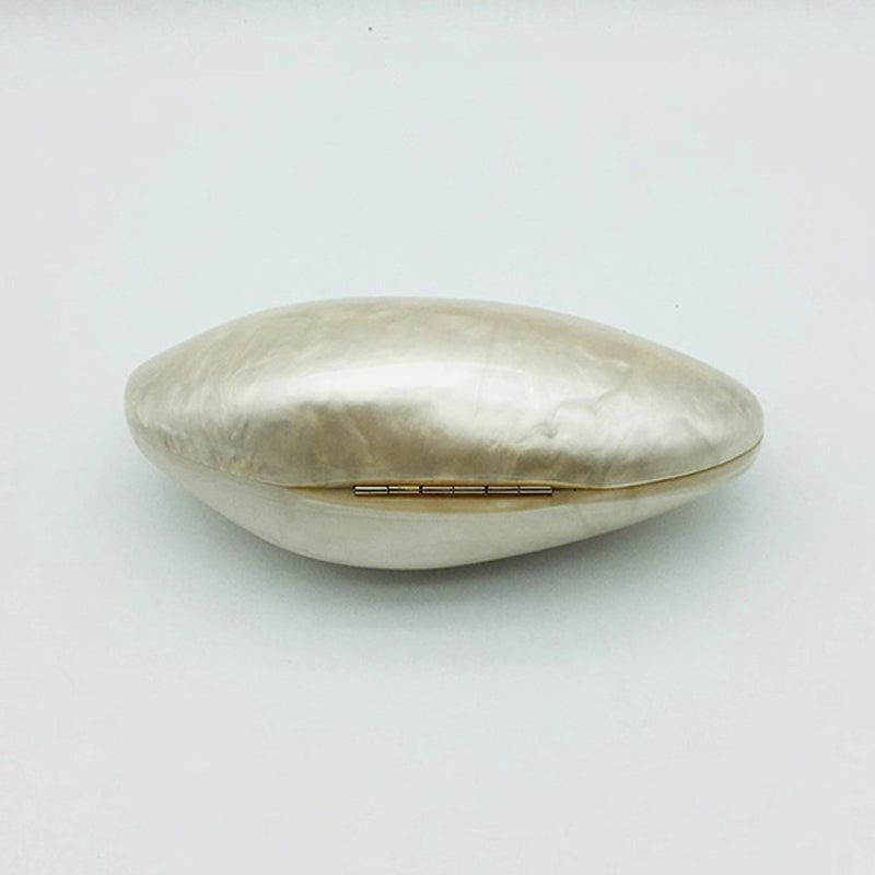 Pearlescent Clam Shell Shape Acrylic Evening Clutch